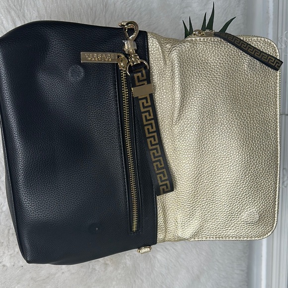 VERSACE Parfums Gold Black Faux Leather Clutch Crossbody Bag. - Picture 8 of 10